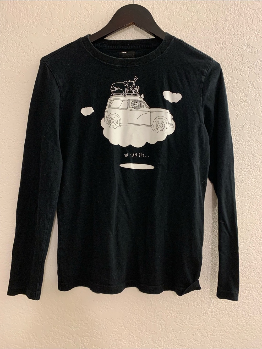 Kids Black Long-Sleeve Graphic Tee - We Can Fly
